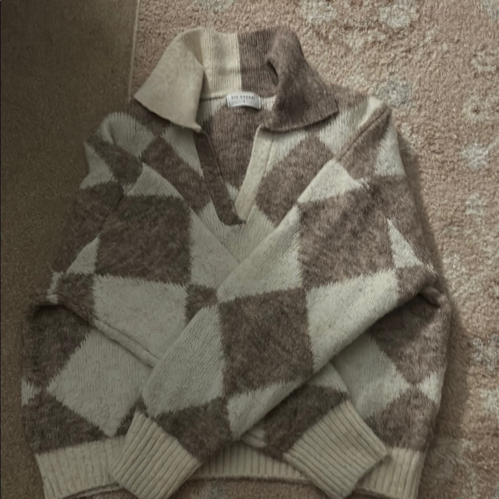Brown and Cream Argyle Sweater